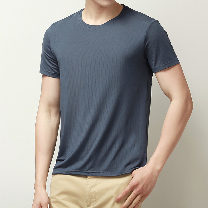 Breathable silk quick dry elastic thin solid sports short sleeve…
