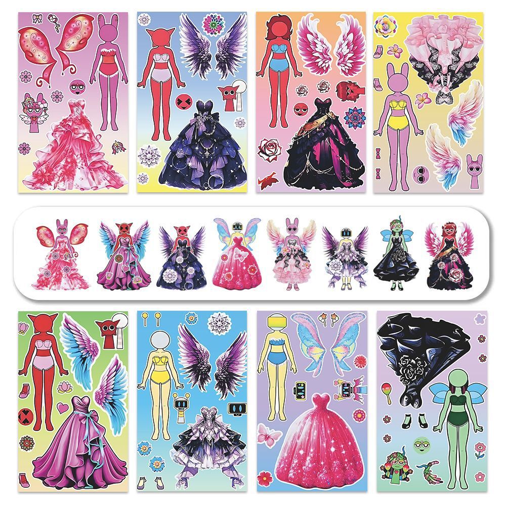 Actualización HD] Rhythm Box vestido de princesa cambio de pegatinas para niños puzzle creativo divertido material collage pegatinas