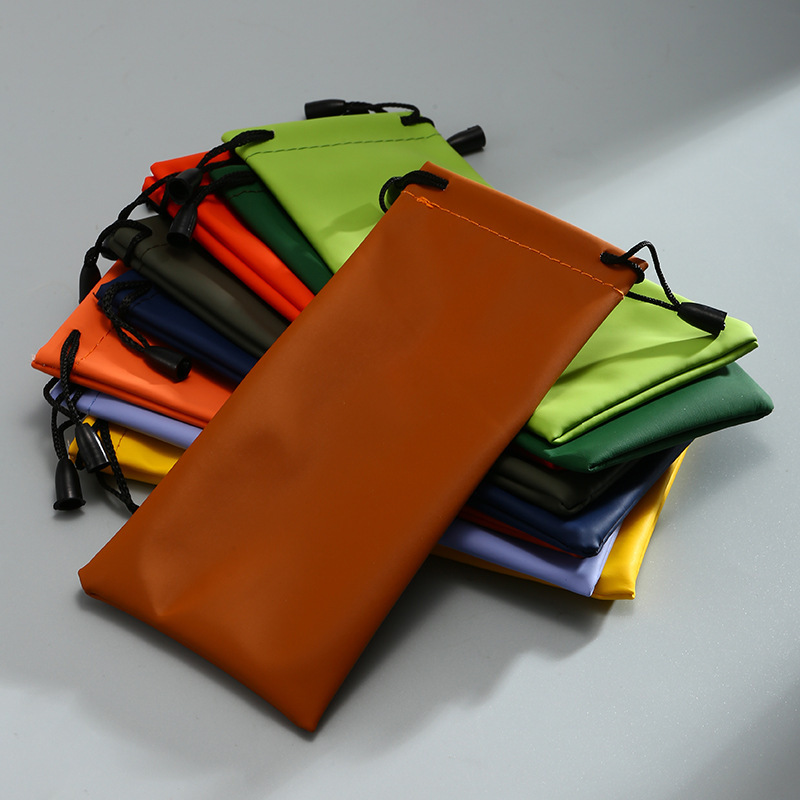 Waterproof glasses bag PU color black double drawstring sunglasses bag sunglasses storage bag 2000 free shipping