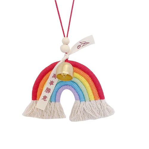 ins Nordic style rainbow color bell car hand-woven decorative pendant everything is successful wall hanging