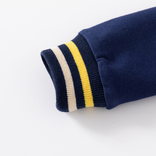 Navy blue whale print new boys' lapel sweatshirt casual tuck children's non-hooded lapel sweatshirt