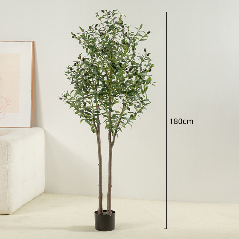 Planta artificial olivo olla casa sala de estar piso interior gran planta verde ventana centro comercial decoración árbol falso