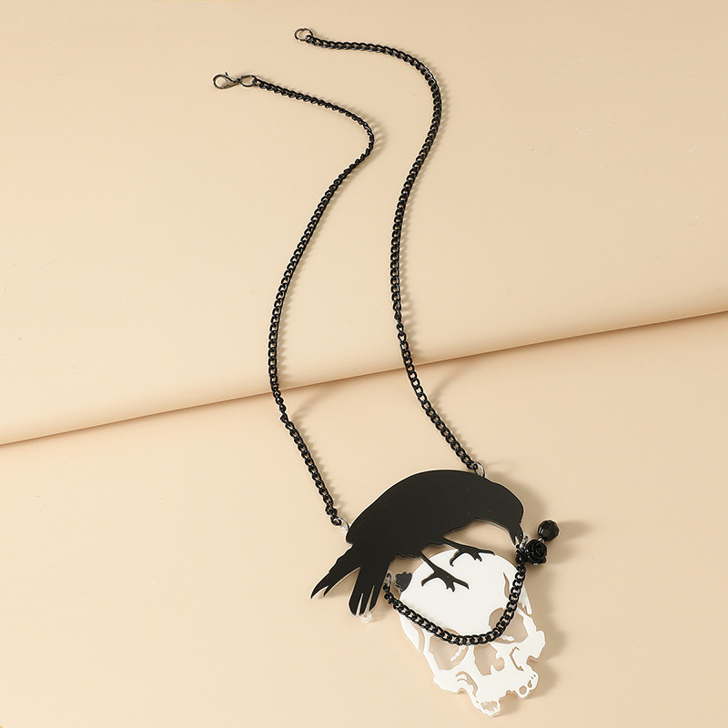 retro acrylic hollow human skull necklace wholesale Nihaojewelry