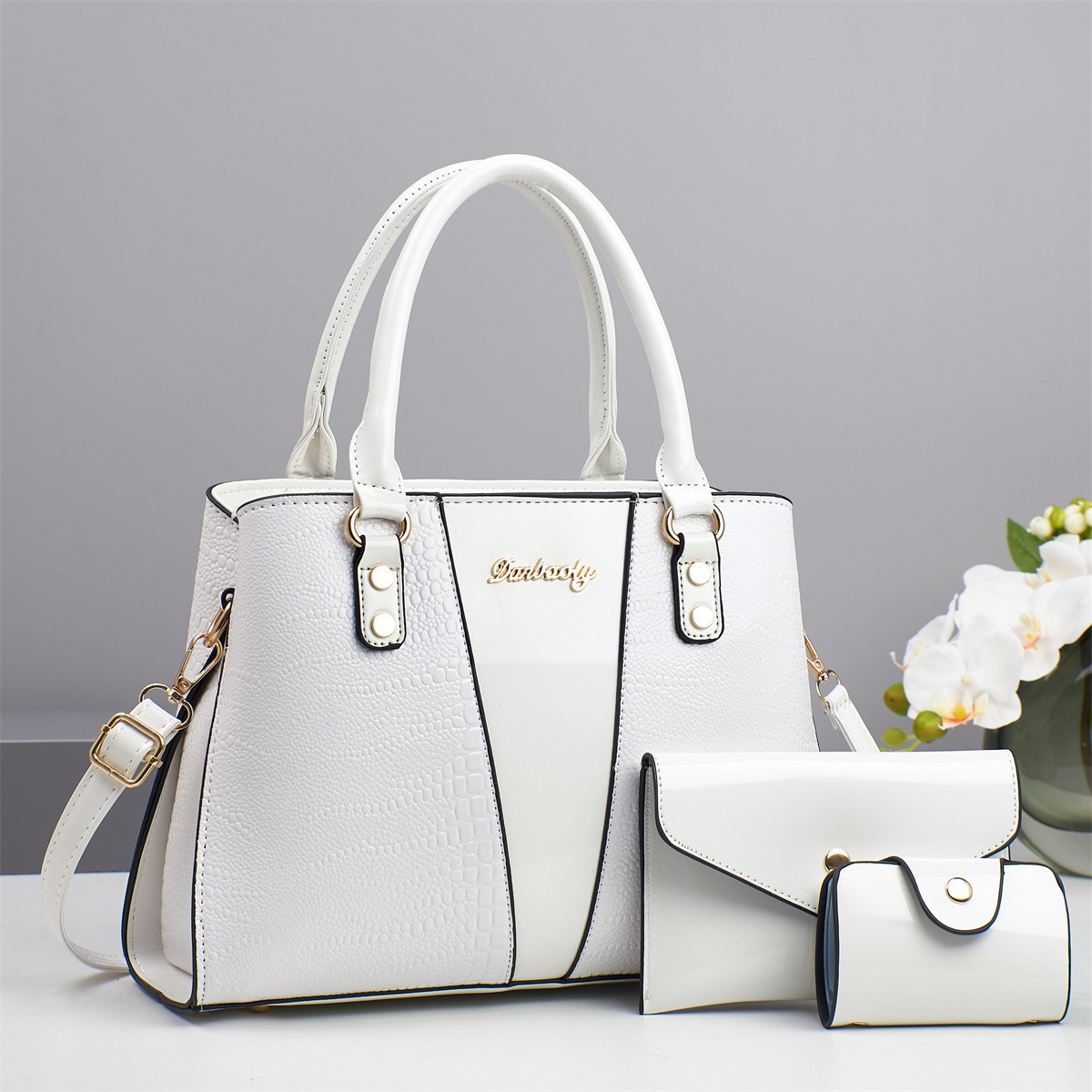 Bolso de mujer Taizhou bolso de mano bolso de mano bolso de tres piezas de comercio exterior de un solo hombro con patrón de cocodrilo