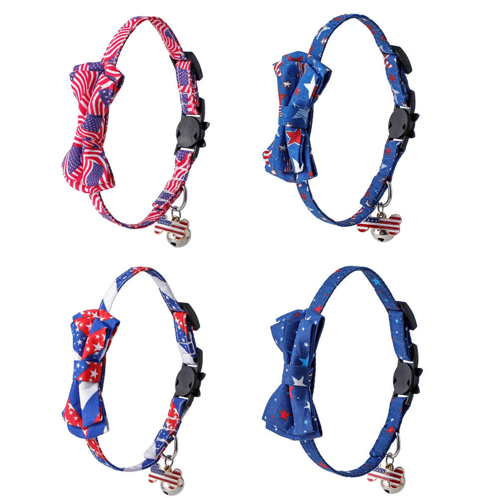 TANPOPO transfronterizo exclusivo para gatos collar arco mascota collar corbata Día de la Independencia