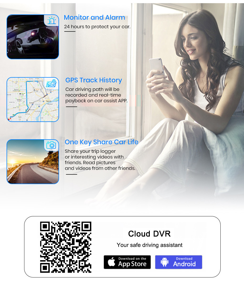 K18 cross-border 4G network driving recorder HD night vision before and after double recording wireless 24 hours remote real-time positioning