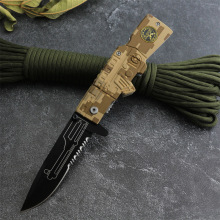 K47野外生存折叠刀户外刀具 防身木柄折叠刀开刃特战军刀阳江小刀