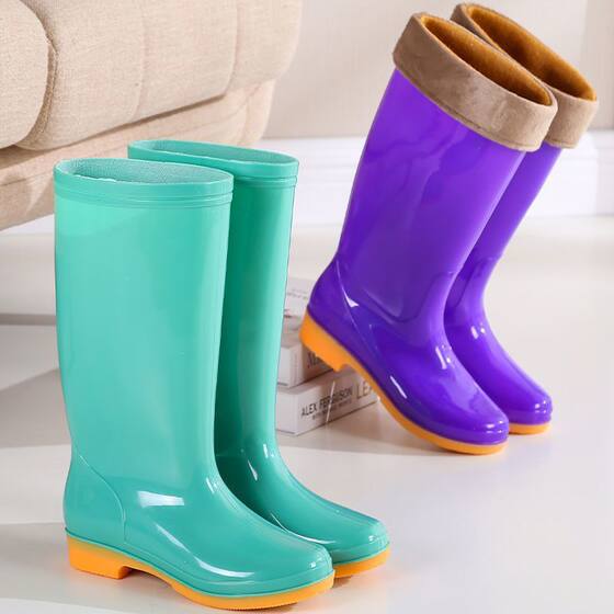 Women's Mid-barrel Waterproof High-barrel Non-slip Rain Boots Women's Short-barrel Adult Warm Cotton-padded Kitchen Low-barrel Water Boots for Women