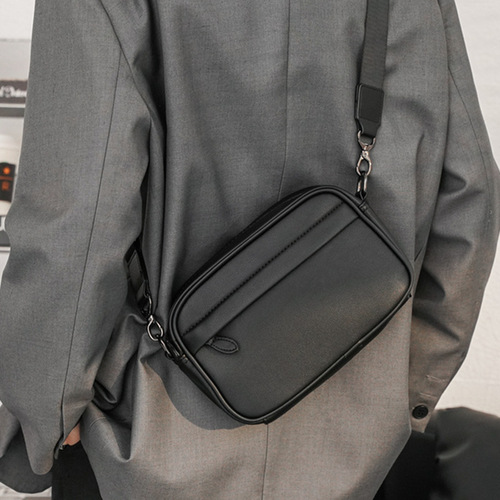 2024 Spring New PU Leather Korean Style Single Shoulder Diagonal Small Chest Bag Trendy Version Manufacturer Wholesale Men's Bag