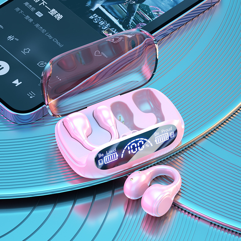 Transfronteriza nueva conducción ósea auricular Bluetooth inalámbrico pantalla digital clip de oído reducción de ruido ultra-larga espera 5,3 Bluetooth modelo privado