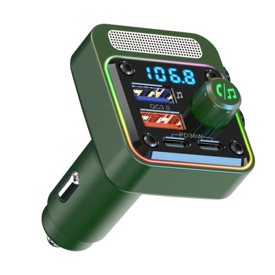 Bc91 Car Mp3 Player U Disk Lossless Hifi Music 36W Dual Pd Fast Charging Car Bluetooth Fm Transmitter (Car mp3) - green