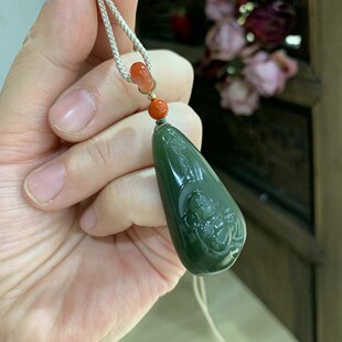 Jinyutang Xinjiang Hetian Jade Maitreya Buddha Lake Water Green Texture Is Delicate and Rich in Color. the Carved Laughing Buddha Is Cute