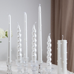 30CM Pearl Long Rod Banquet Candle Atmosphere Desktop Ornaments European-style Romantic Smokeless Pearl Candle Table