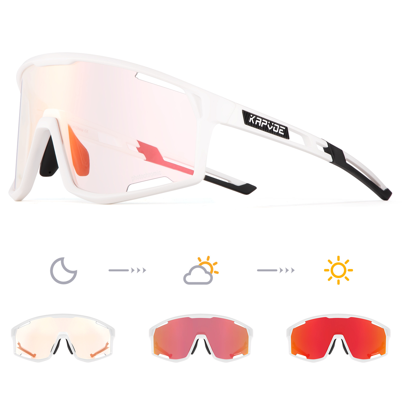 Gafas de Ciclismo Fotocromáticas de TR90, Fotocromático, Proteccion contra Viento y Arena, para Ciclismo de Montaña
