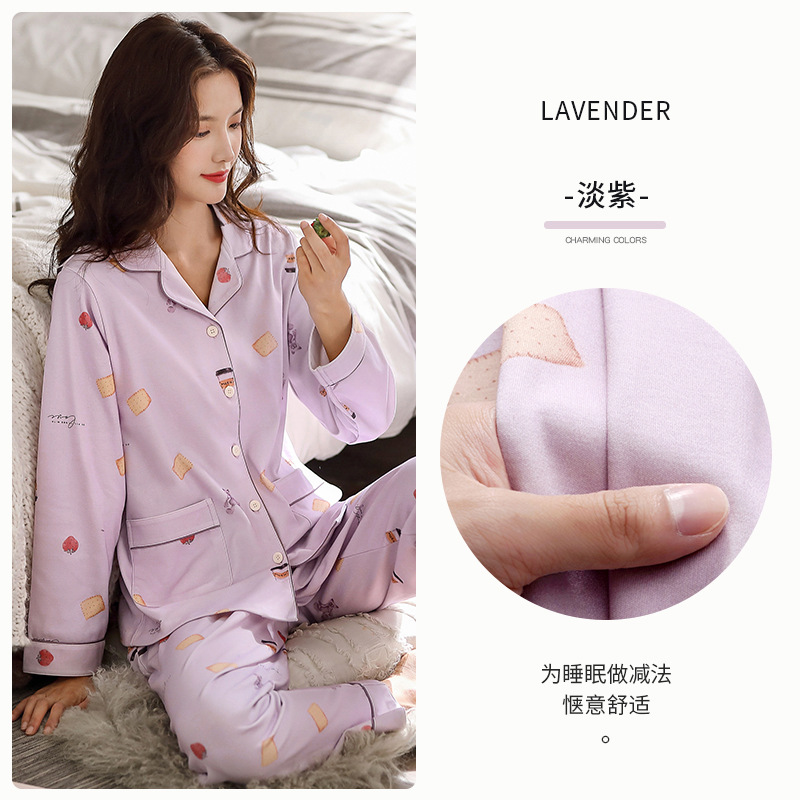 Pijamas primavera y otoño de las mujeres 100% algodón de manga larga homewear verano dulce lindo traje de talla grande