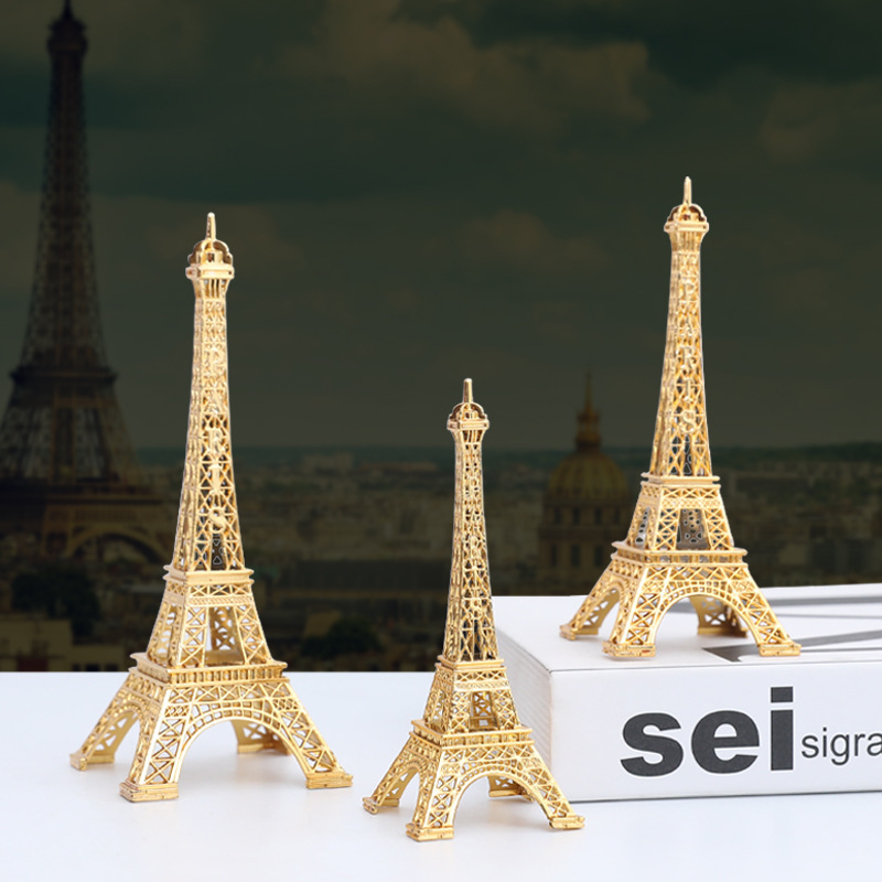Nordic Light Luxury Golden Paris Eiffel Tower Model Creative Window Decoration Photo Props with Box
