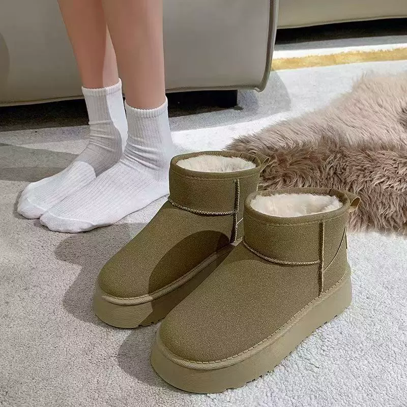 Women's Thick-Soled Winter Boots, 4.5 cm Platform, Plus-Velvet Warm Lining, Student Style