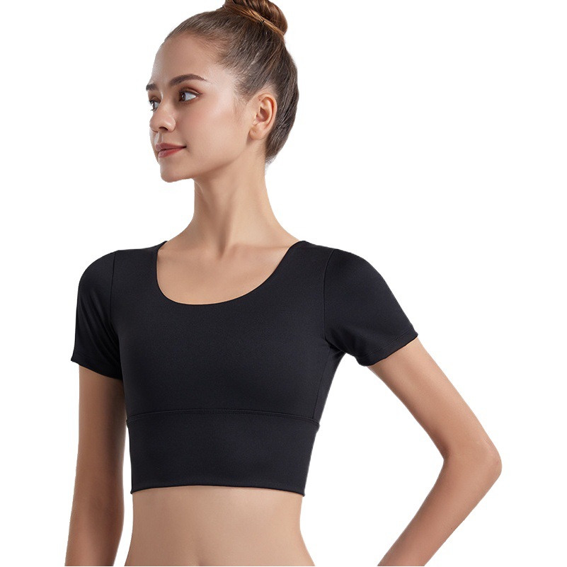 La misma ropa de yoga de celebridades de Internet, las mujeres desnudas, la hermosa espalda cruzada, el ombligo, la camiseta de manga corta, la ropa interior deportiva elástica delgada