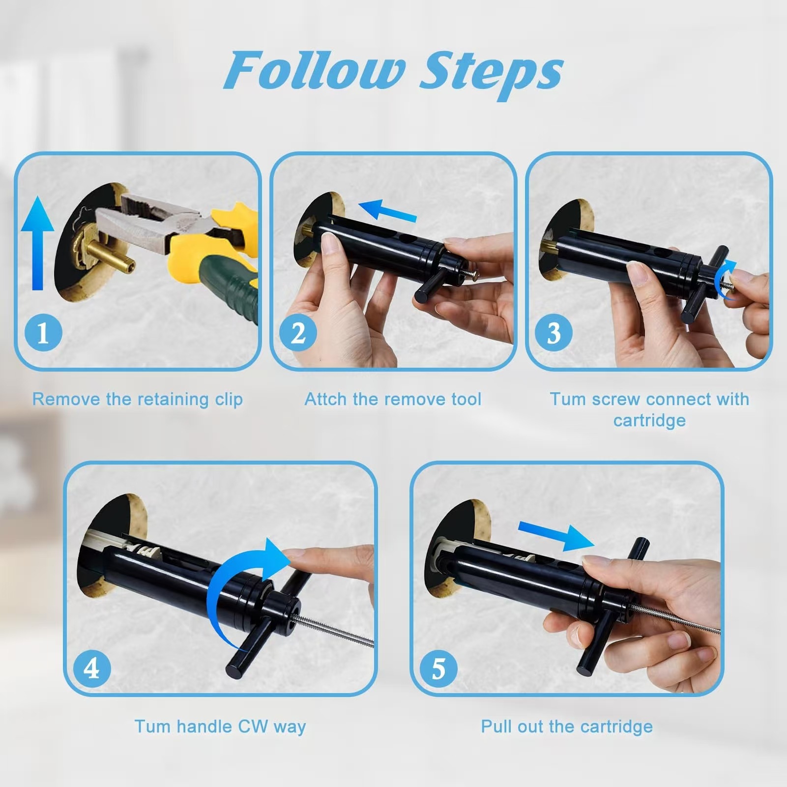 Cross-Border Foreign Trade Hot-Selling Pressure Balance Tool 104421U Black Tool Core Extractor Valve Core Removal Tool