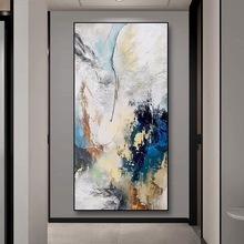 大芬村手绘油画赵无极高级装饰画抽象挂画竖版客厅壁画走廊玄关画