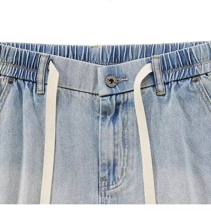 Vintage Star Print Denim Shorts for Men Loose Fit Casual Streetwear Summer Basketball Shorts Retro Style_viptrois.com
