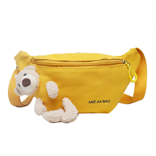New Cute Plush Bear Chest Bag for Girls, Japanese Style Children's Bag, Unique Canvas Crossbody Bag, Mobile Waist Bag