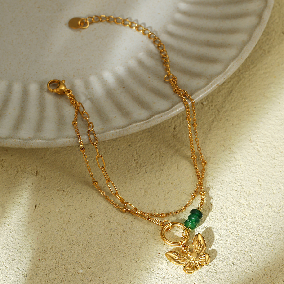7g Weight 304 Stainless Steel Pendant Material Natural Stone Inlay Material Bracelets Classification 304 Stainless Steel Chain Material Lady Bow Knot 304 Stainless Steel Natural Stone Bracelets In Bulk