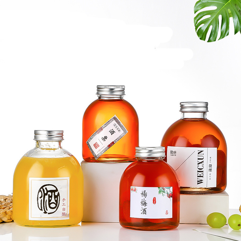 批发透明玻璃500ml大胖果酒瓶 杨梅酒瓶自酿分装果汁洋酒白酒空瓶