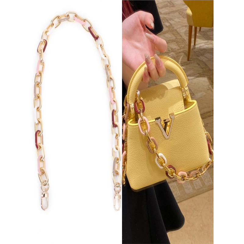 For lv capucines color chain shoulder strap transformation messenger bag with decorative hand chain extension chain