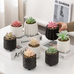 Nordic succulent plant pot creative ceramic desk home decor piece cylindrical simple artificial green plant small pot