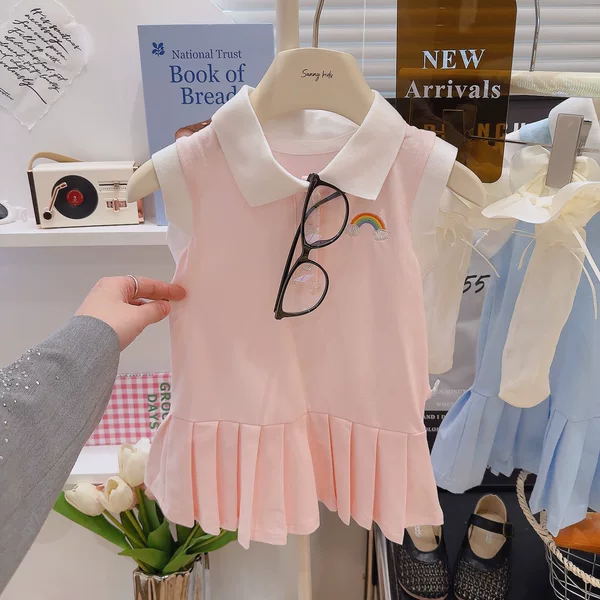 College style dress girls casual POLO collar pleated skirt princess dress vest skirt a generation of hair