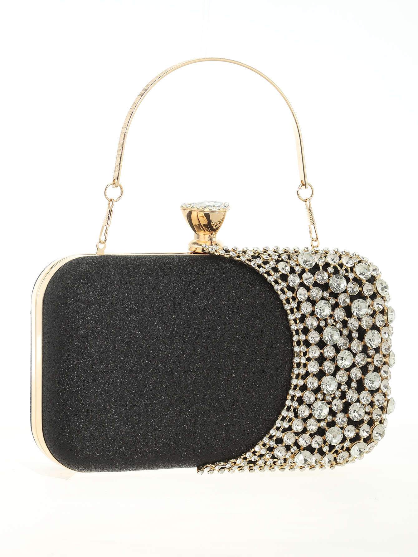 Rhinestone-Encrusted Alloy Evening Bag, Dress Bag, Banquet Bag, Socialite Clutc