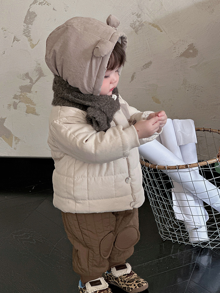2024 nuevo bebé de invierno versión coreana estilo occidental bolsillo creativo cremallera engrosamiento cálido y cómodo traje de bebé suave
