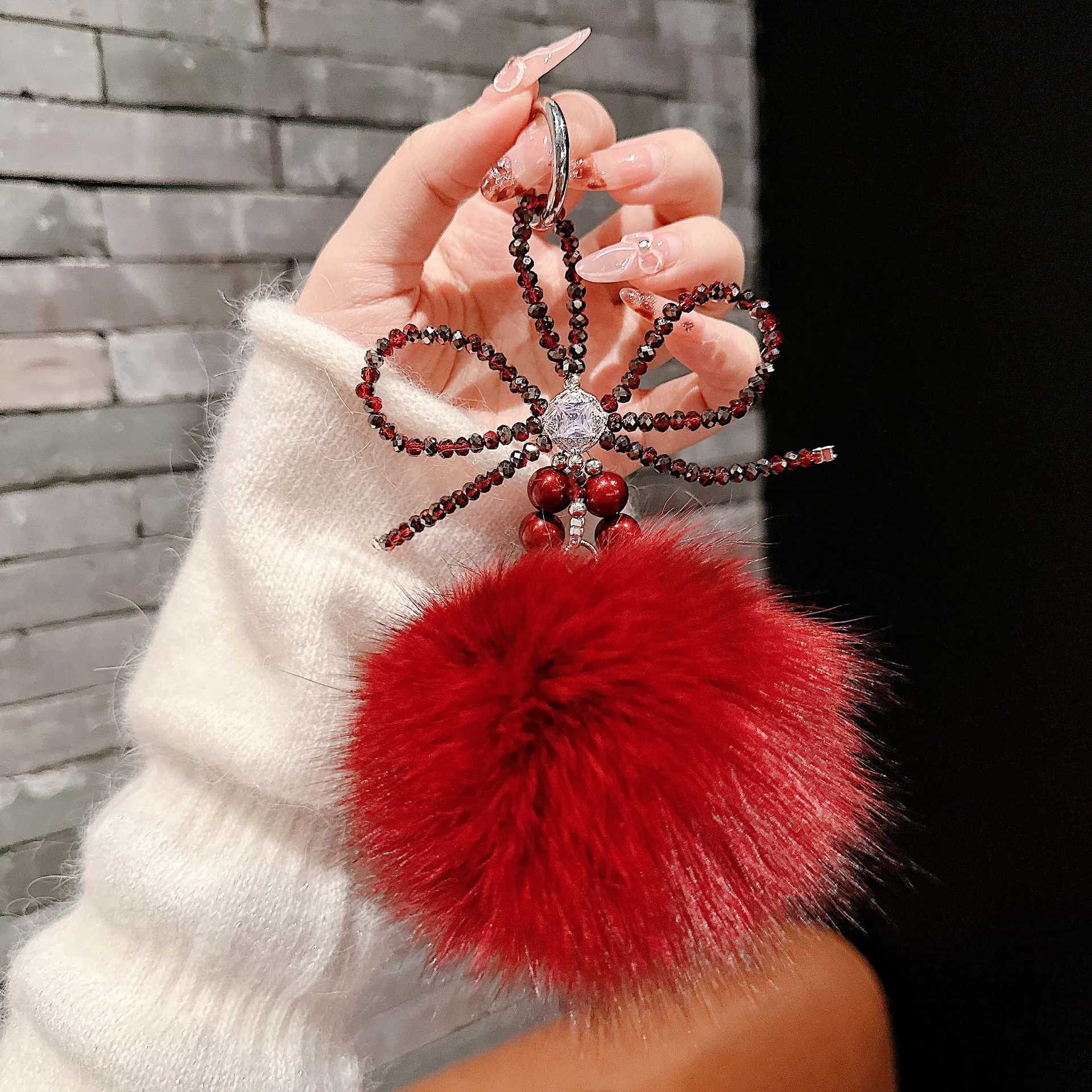 Bote hecha a mano de alta calidad cadena de telefonía móvil perla bola de lana de moda cordón de telefonía móvil bolso corto colgante / colgante