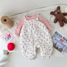 清仓~衣服秋冬加绒打底衫加厚夹棉背带套装女宝宝洋气外出服冬装1