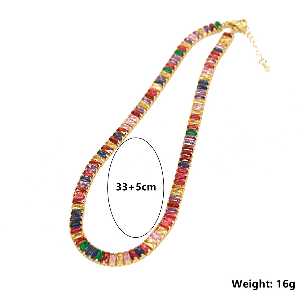 Fashion Tennis Chain 6mm Color Zircon Tennis Chain Single Row Necklace
