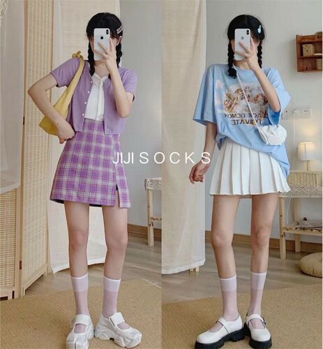 Summer new white calf socks ultra-thin transparent ins trendy mid-short Japanese women's half-tube stockings short tube