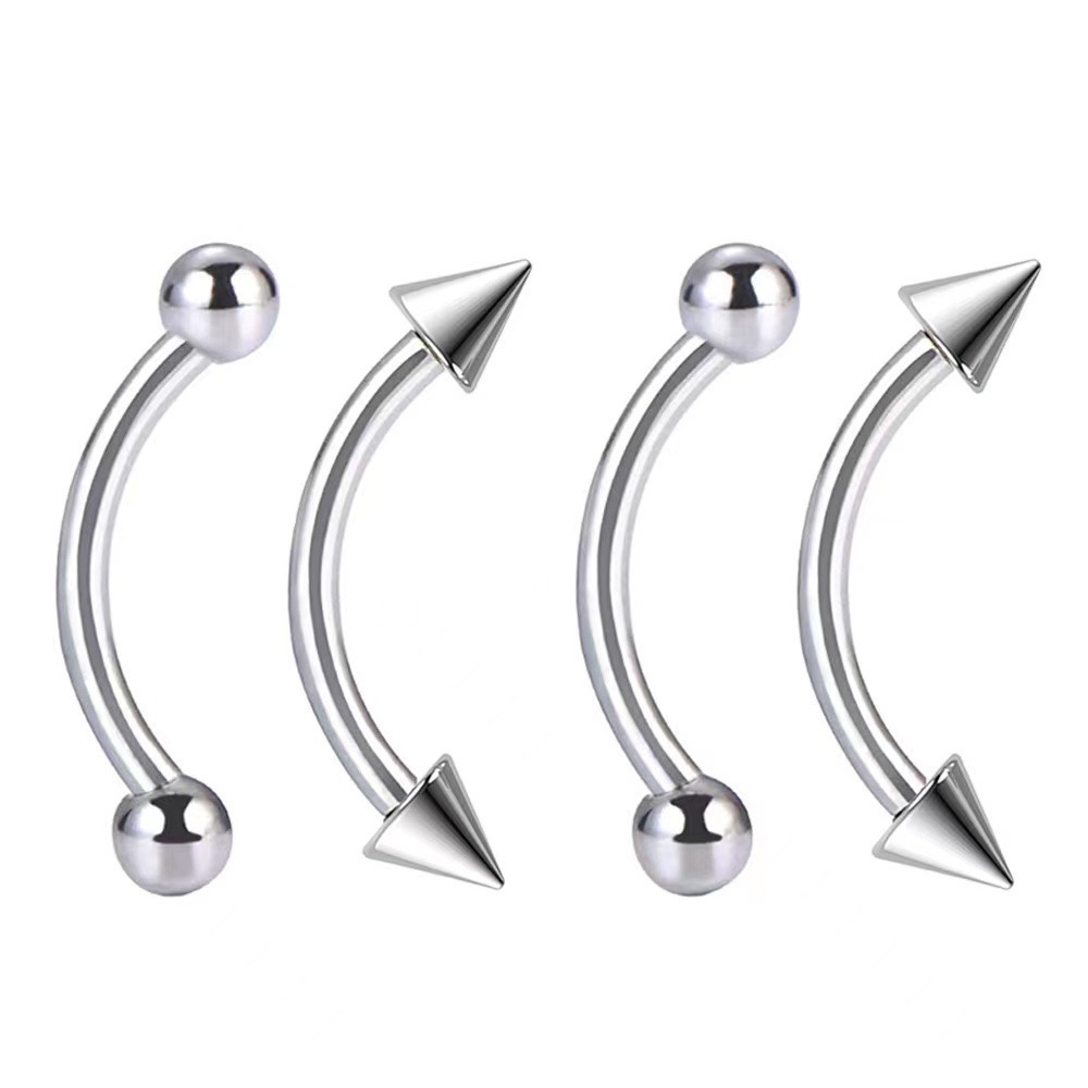 Silver pointed spike labret stud material detail