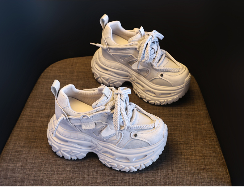 Giày sneaker nữ đế dày tăng chiều cao phong cách daddy chunky — màu đen chi tiết 4