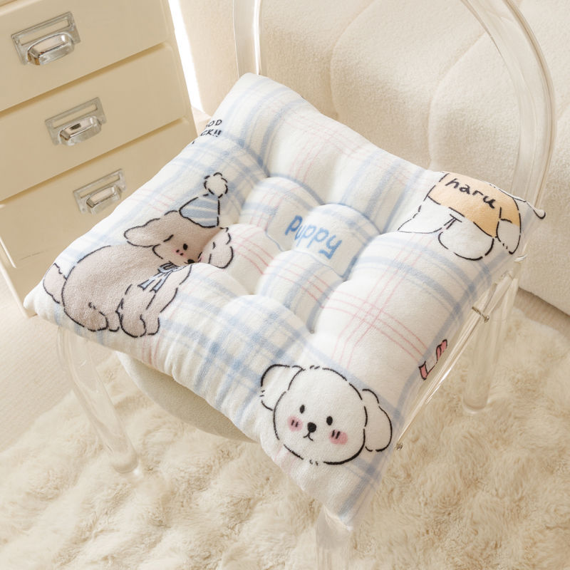 Warm plush-puppy dog with blue stripes on rice