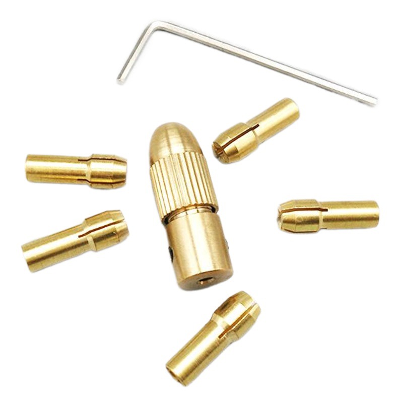 Transfronterizo 7PC miniatura molino eléctrico cobre Chuck pequeño molino eléctrico eje central latón cuatro garra pequeño Chuck 7-piece Set