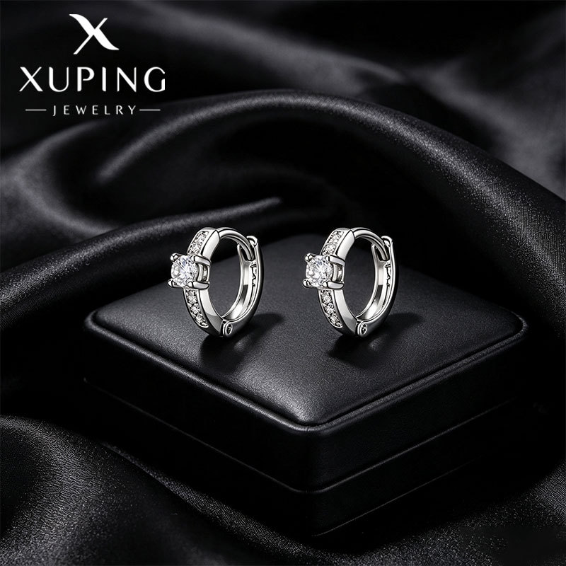 Xuping joyería estilo de moda europea y americana aretes exagerados doble fila brillante aretes de aretes de arroz de arroz pendientes de arroz transfronterizos aretes al por mayor