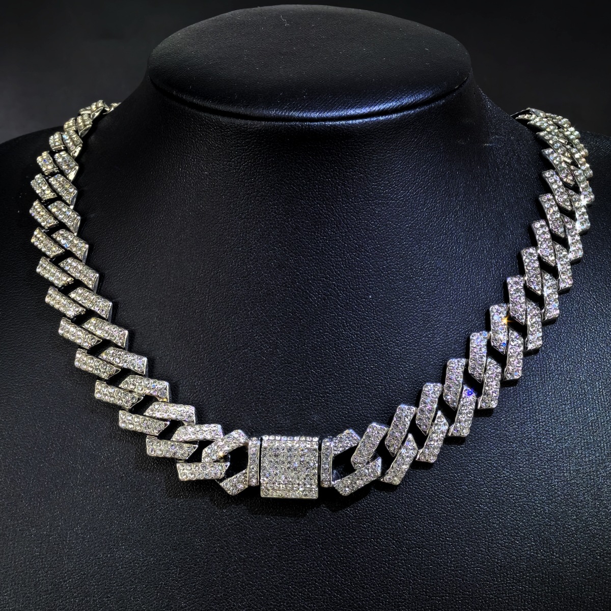500g Weight Zircon Inlay Material Necklace Classification Alloy Chain Material 1 Piece Quantity Street Occasion Alloy Material Geometric Pattern Men's Gender Inlay Design Hip-Hop, Retro Style Hip-Hop Retro Geometric Alloy Inlay Zircon Men's Necklace 3