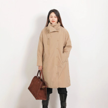 6662欧货立领长款白鹅绒风衣外套女冬季宽松百搭时尚休闲羽绒服