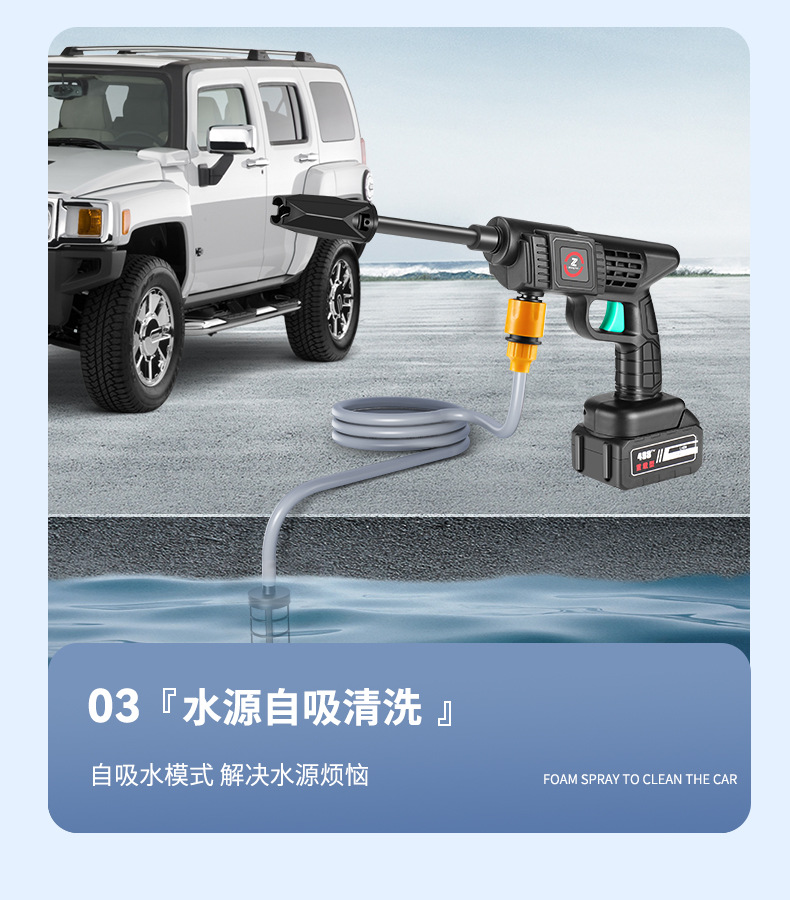 Wireless Lithium Battery Car Washing Machine Household High-Pressure Car Washing Water Gun Portable High-Power Lithium Battery Car Washing Water Gun Manufacturer Wholesale