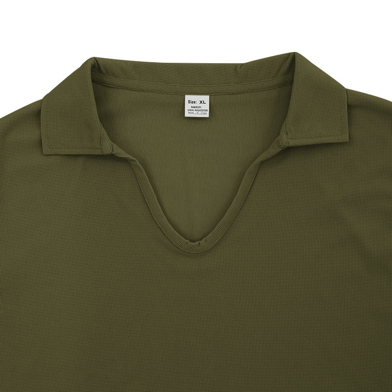 Podzimní a zimní americké pánské tričko s dlouhým rukávem, tenký střih, vaflový styl, slim fit, klopový pletený svetr pro muže_voghion.com