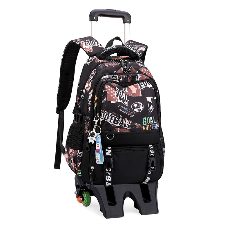 Mochila de tracción de peces naturales para estudiantes de escuela primaria niños 3 - 6 con ruedas mochila para estudiantes de secundaria secundaria puede llevar mochila de escaleras 5