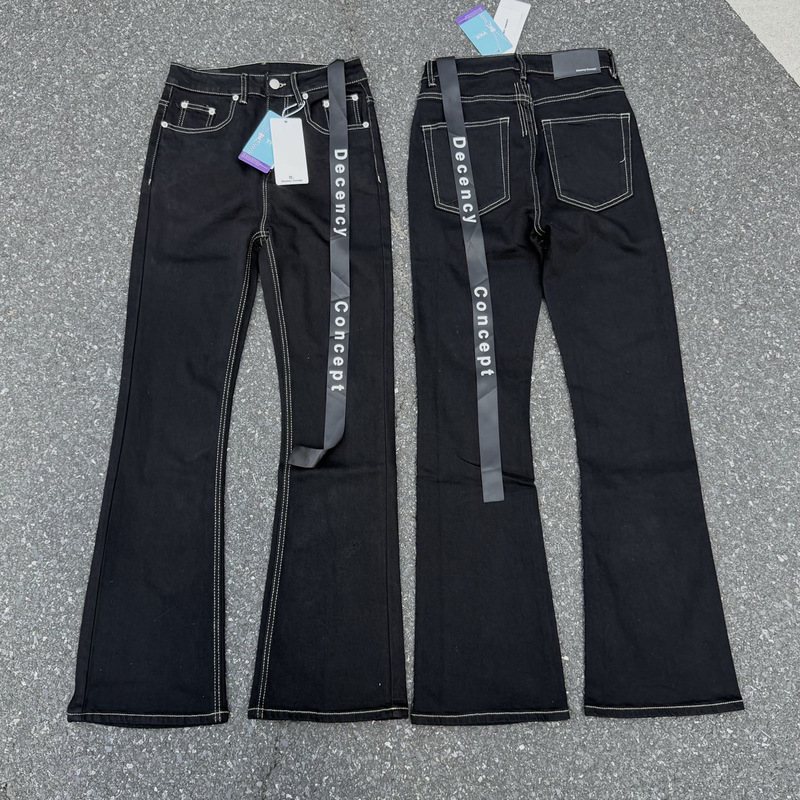 ro American-style DC retro ribbon slim-fit micro-flared jeans, high street vibe, slimming, versatile, straight-leg, solid color, floor-length ro American-style DC retro ribbon slim-fit micro-flared jeans, high street vibe, slimming, versatile, straight-leg, solid color, floor-length
