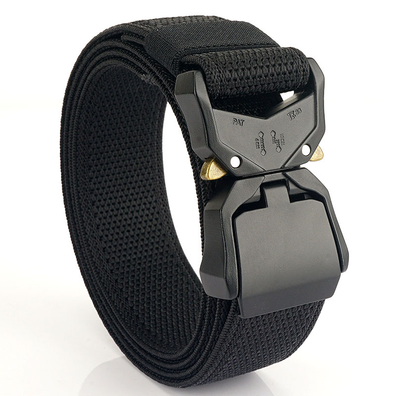 Nuevo cinturón táctico de aleación de aluminio de los hombres de función rápida hebilla de nylon real elástico tejido pantalones de lona cinturón