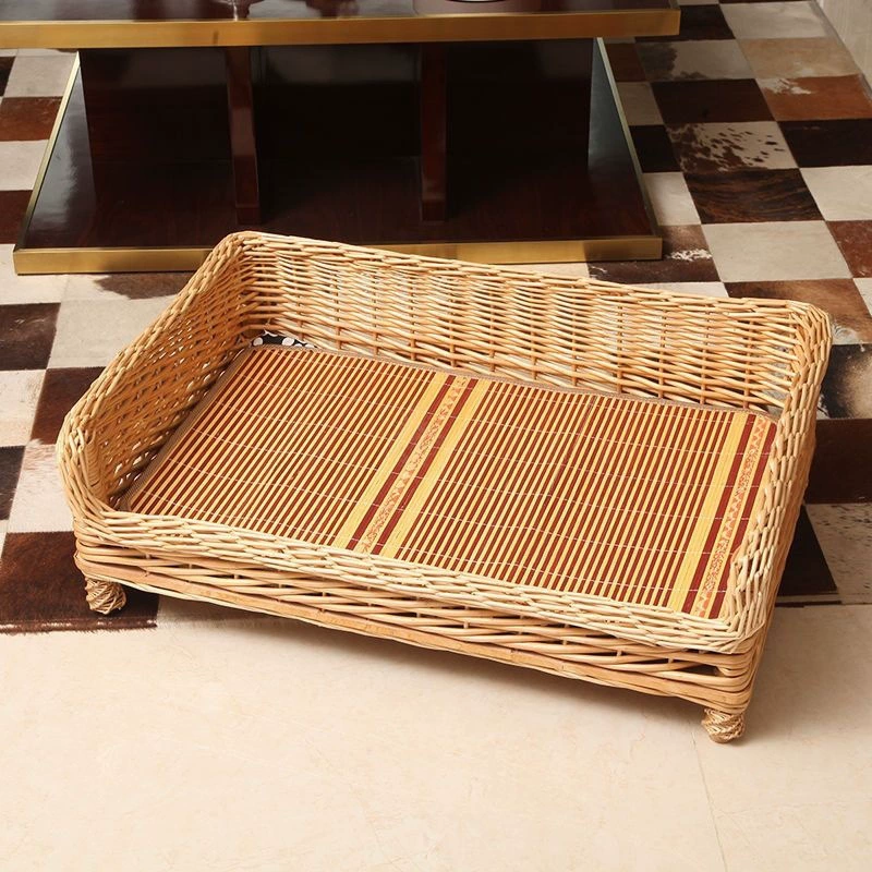 Клетка для собак из ротанга, летнее прохладное гнездо, клетка для собак на высоте от земли, кровать для собаки, собачий домик, универсальный для всех сезонов, съемная и моющаяся клетка для больших, средних и маленьких собак, клетка для кошек